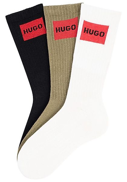 HUGO Freizeitsocken 3P QS RIB LABEL (Packung, 3-Paar, 3er) mit kontrastfarb günstig online kaufen