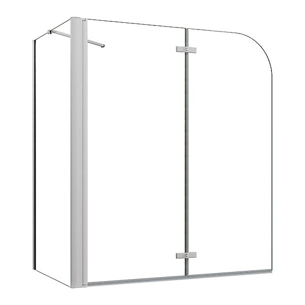 AICA 90cm Weiß Badewannenaufsatz 2-tlg. Faltwand mit 75cm Seitewand 6mm Nan günstig online kaufen
