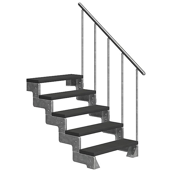 Dolle Außentreppe Gardentop 5 TRIMAX-Stufen 100 cm Anthrazit + Alu-Geländer günstig online kaufen