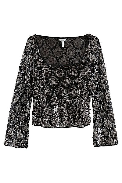 Next Blusenshirt Langarmoberteil mit Pailletten, eckiger Ausschnitt (1-tlg) günstig online kaufen