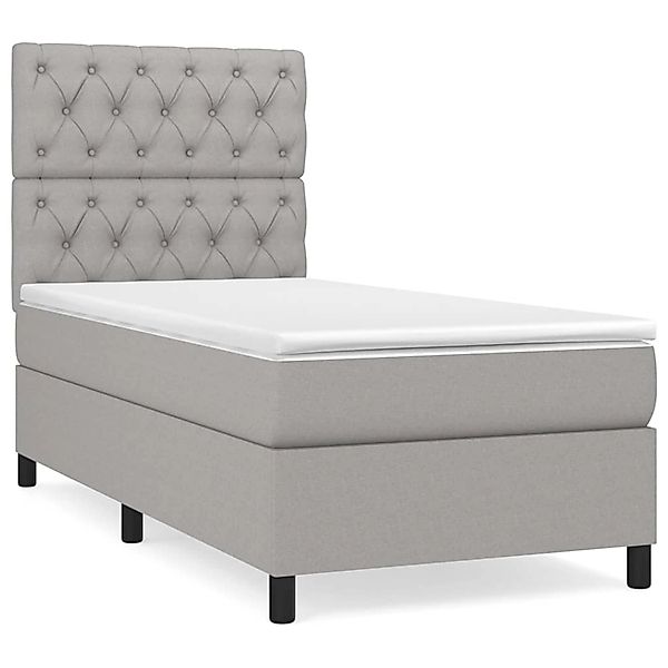 vidaXL Bett Boxspringbett mit Matratze Hellgrau günstig online kaufen