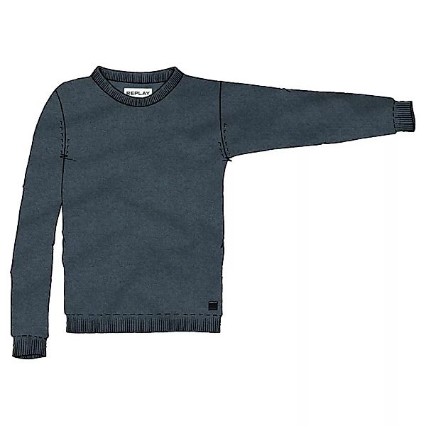 Replay Uk2671 Mesh Pullover XL Pale Blue Melange günstig online kaufen
