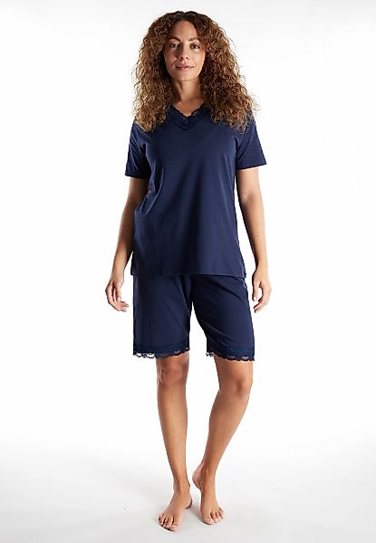 GÖTZBURG Shorty mit Spitze, Kurzarm, V-Ausschnitt, Baumwollmix günstig online kaufen