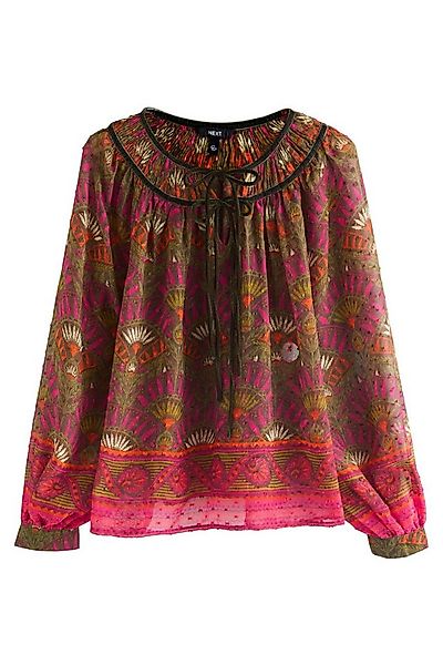 Next Langarmbluse Bluse mit langen Ärmeln und Bindeausschnitt (1-tlg) günstig online kaufen