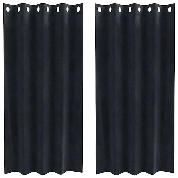 vidaXL Vorhänge 2 Stk Schwarz 140 x 175 cm Samt 4107164 günstig online kaufen