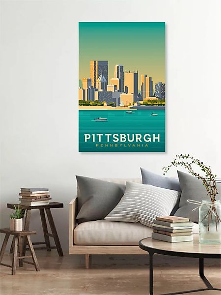 Poster / Leinwandbild - Pittsburgh Vintage Travel Wandbild günstig online kaufen