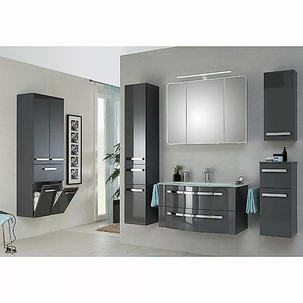 Badezimmer Komplettset mit großem Wandschrank FES-4005-66 in Hochglanz Lack günstig online kaufen