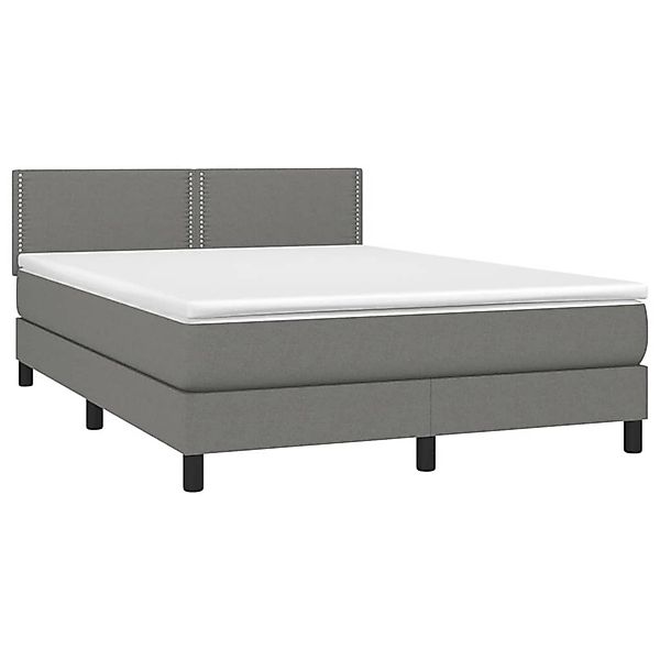 vidaXL Boxspringbett mit Matratze & LED Dunkelgrau 140x200 cm Stoff 3133078 günstig online kaufen