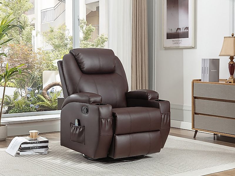 Massagesessel - Kunstleder - Braun - SILVANO günstig online kaufen