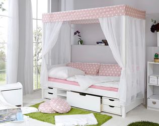 Ticaa Himmelbett "Lino" Himmelbett, inkl. Schubkasten und Rollrost günstig online kaufen
