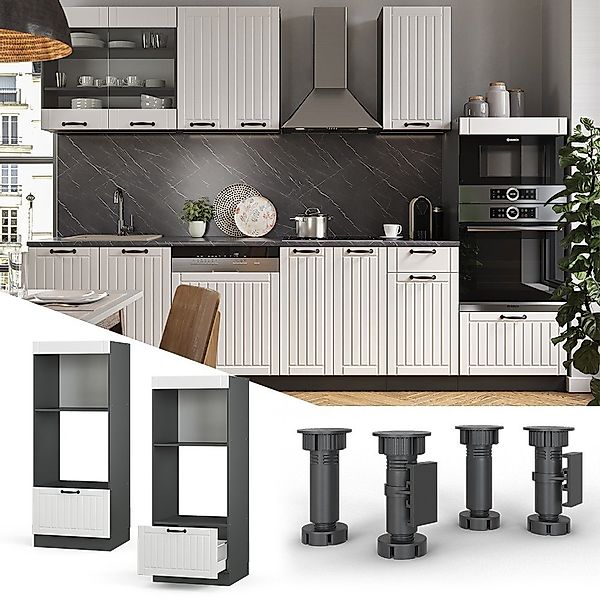 Vicco Mikrowellenumbauschrank Fame-Line, Weiß Landhaus/Anthrazit, 60 günstig online kaufen