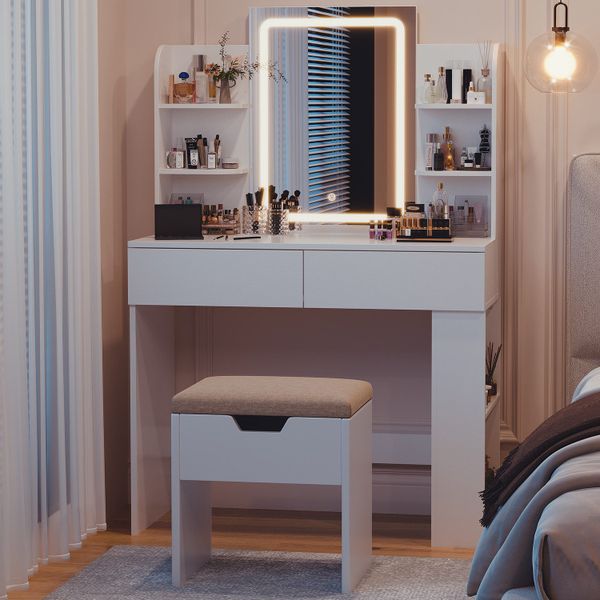 HOMALL Schminktisch mit LED-Beleuchtung, einstellbare Helligkeit, günstig online kaufen