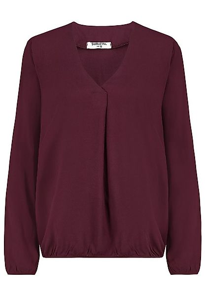 SUBLEVEL Blusenshirt Elegantes Design, V-Ausschnitt, Langarm, Faltenakzent günstig online kaufen