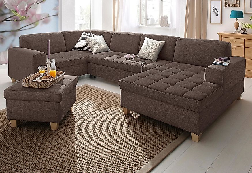 Home affaire Wohnlandschaft "Corby U-Form", wahlweise mit Bettfunktion, Ste günstig online kaufen