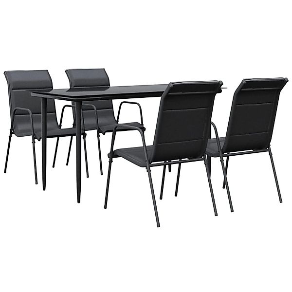 vidaXL 5-Tlg Garten-Essgruppe Schwarz Stahl und Textilene 3200704 günstig online kaufen