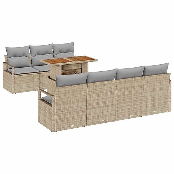 vidaXL Garten-Sofa-Set mit Speicher 8-Tlg Beige Poly Rattan 3358408 günstig online kaufen