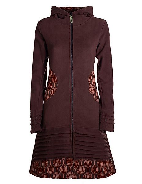 Vishes Kapuzenfleecejacke Damen Kapuzenjacke lang Fleece Hippiemantel Überg günstig online kaufen