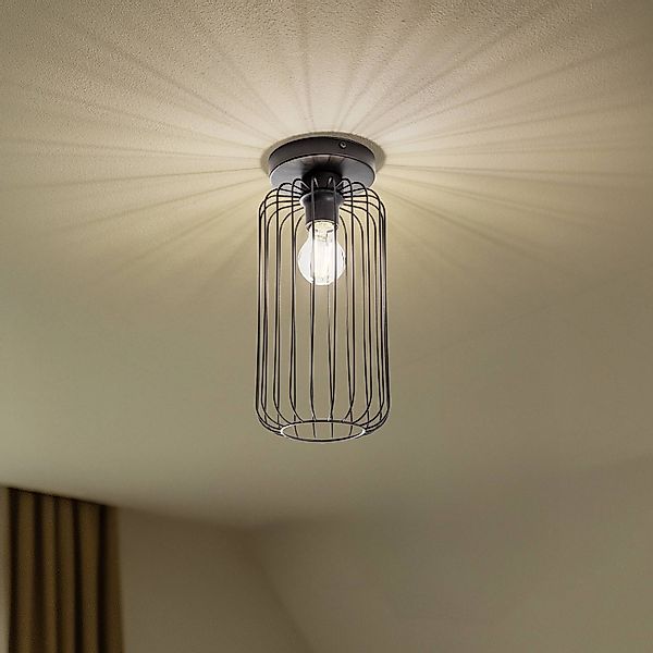 Deckenlampe Barn, Ø 16 cm, schwarz, Metall, E27 günstig online kaufen