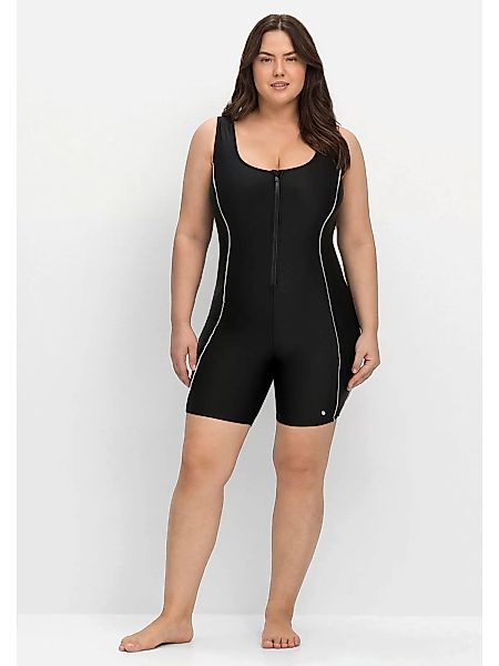 Sheego Badeanzug "Große Größen", mit Reißverschluss und kurzem Bein günstig online kaufen