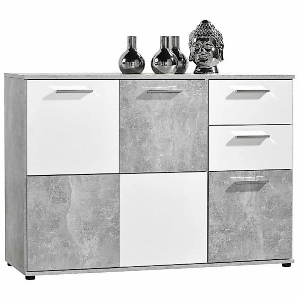 Kommode Zero Beton Optik weiß B/H/T: ca. 117x82x39 cm günstig online kaufen