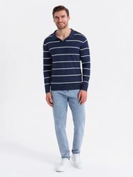 OMBRE Langarm-Poloshirt Horizontal gestreiftes Herren-Polo-Longsleeve mit günstig online kaufen