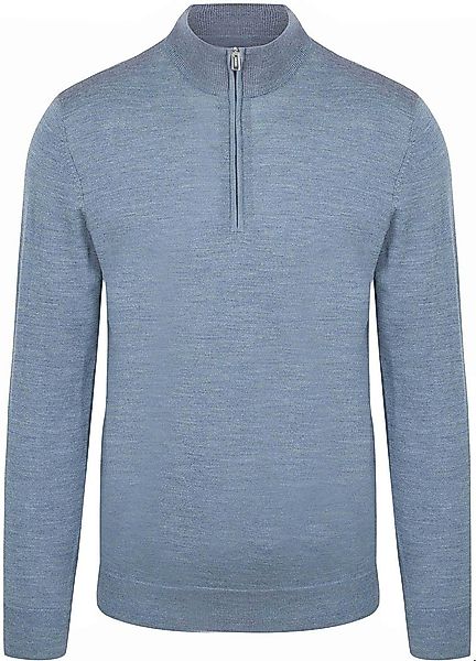 Profuomo Half Zip Pullover Merinowolle Melange Blau - Größe XXL günstig online kaufen