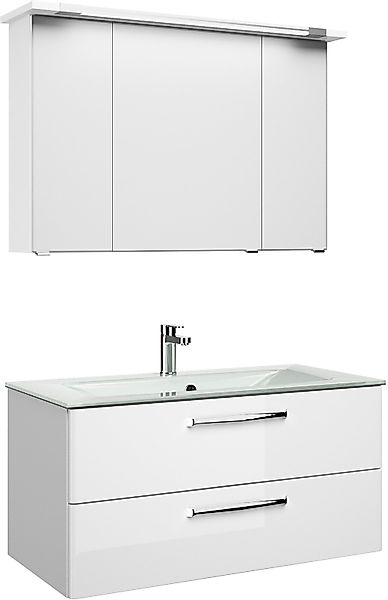 Saphir Badmöbel-Set "Trentino 2-teilig Glas-Waschtisch, Spiegelschrank mit günstig online kaufen