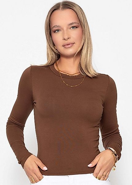 SASSYCLASSY Langarmshirt Rollkragenshirt Damen Elegant mit Nahdetails Rundh günstig online kaufen