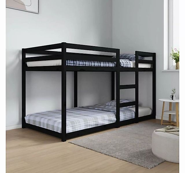 furnicato Bett Etagenbett Schwarz 90x190 cm Massivholz Kiefer günstig online kaufen