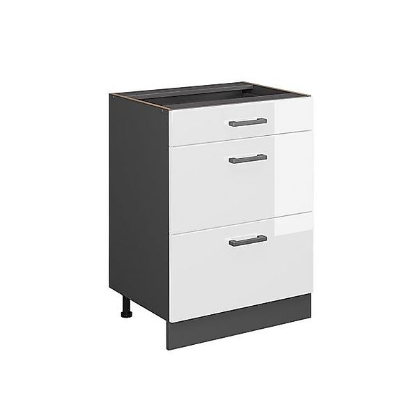 Vicco Küchenunterschrank R-Line Weiß Hochglanz/Anthrazit 60 cm mit Schublad günstig online kaufen