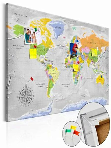 artgeist Pinnwand Bild World Map: Wind Rose [Cork Map] mehrfarbig Gr. 90 x günstig online kaufen