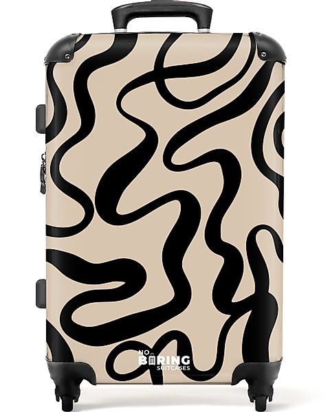 NoBoringSuitcases.com© Hartschalen-Trolley Beige mit schwarzen abstrakten günstig online kaufen
