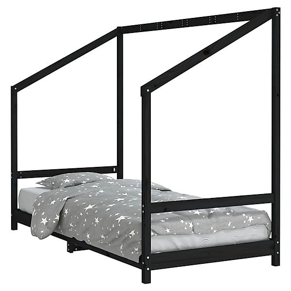 vidaXL Kinderbett Schwarz 90x200 cm Massivholz Kiefer 835705 günstig online kaufen