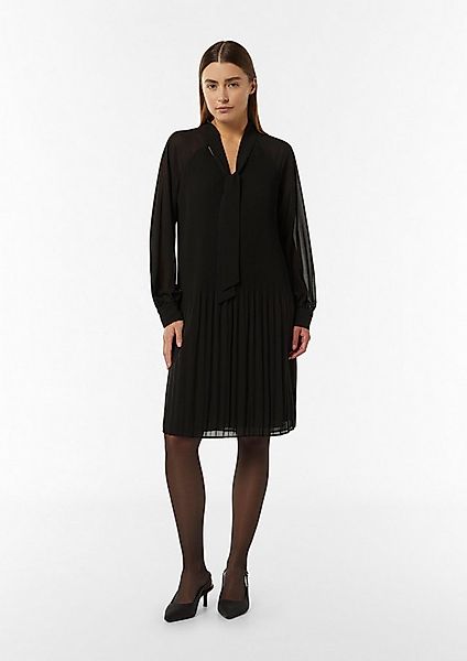 comma Minikleid Kleid Plissiertes Chiffon-Kleid mit Schleifen-Detail günstig online kaufen