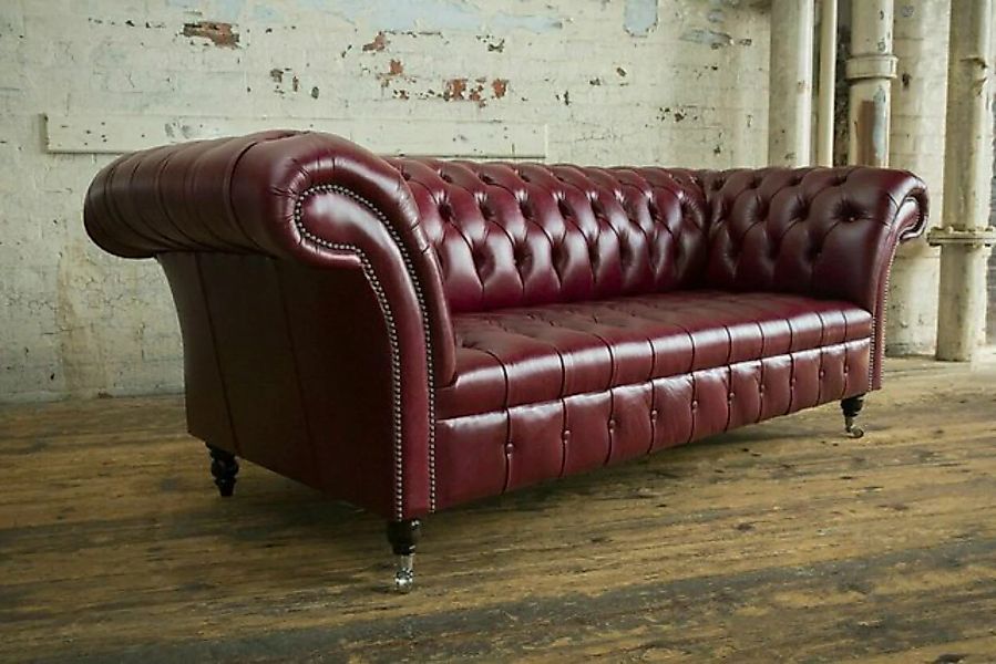 JVmoebel Chesterfield-Sofa Chesterfield Bordaux XXL Big 3Sitzer Sofa Leder günstig online kaufen