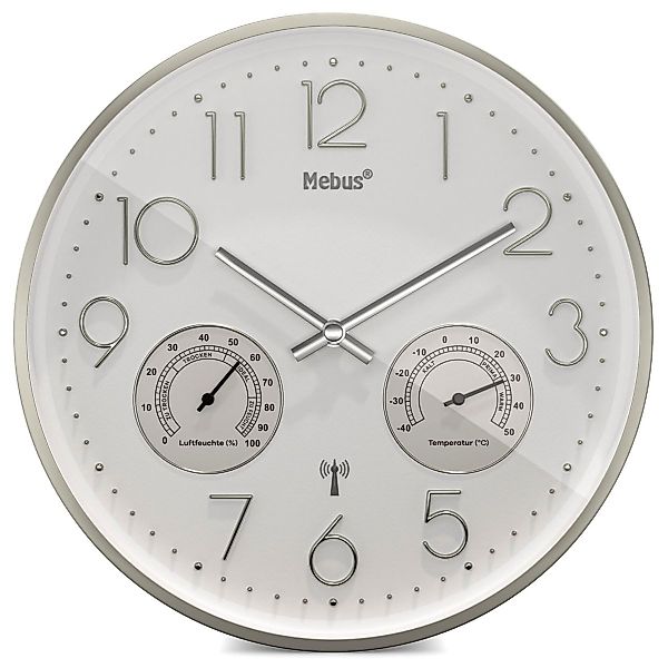 Mebus Wecker 12989 Funkwanduhr mit Thermo-Hygrometer günstig online kaufen