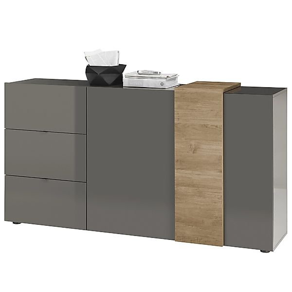 expendio Sideboard Pasko 4 Dunkelgrau Hochglanz 181x94x44 cm günstig online kaufen