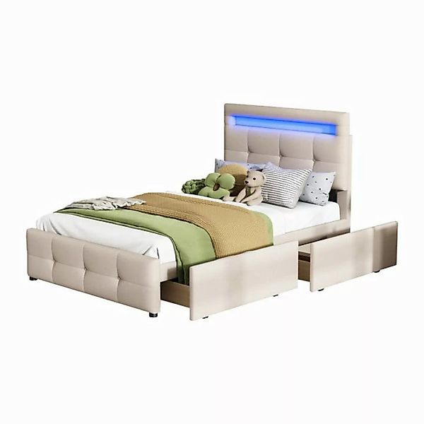 REDOM Polsterbett Einzelbett Kinderbett Jugendbett, Polsterbett 90*200cm (m günstig online kaufen