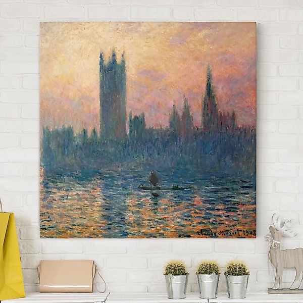 Leinwandbild Kunstdruck - Quadrat Claude Monet - London Sonnenuntergang günstig online kaufen