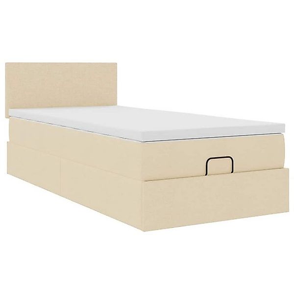 vidaXL Bett Ottoman-Bett mit Matratze Creme 90x200 cm Stoff günstig online kaufen