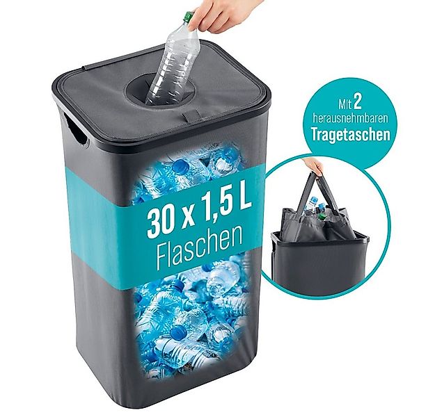 EASYmaxx Flaschenkorb Pfandflaschen-Sammelbehälter 100l anthrazit, inkl. 2 günstig online kaufen