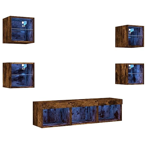 vidaXL TV-Wand 7-tlg. Wohnwand mit LED-Beleuchtung günstig online kaufen