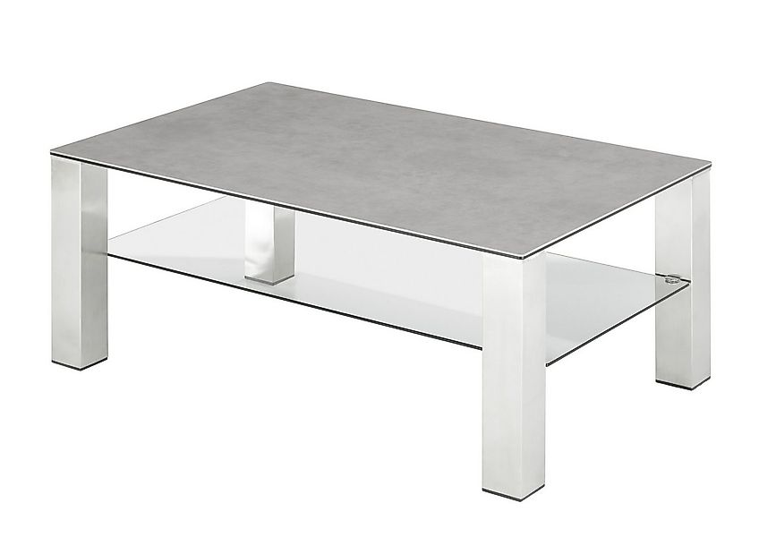 freiraum Couchtisch PUNO, in grau, Glas-Keramik / Edelstahl - 110x43x70cm ( günstig online kaufen