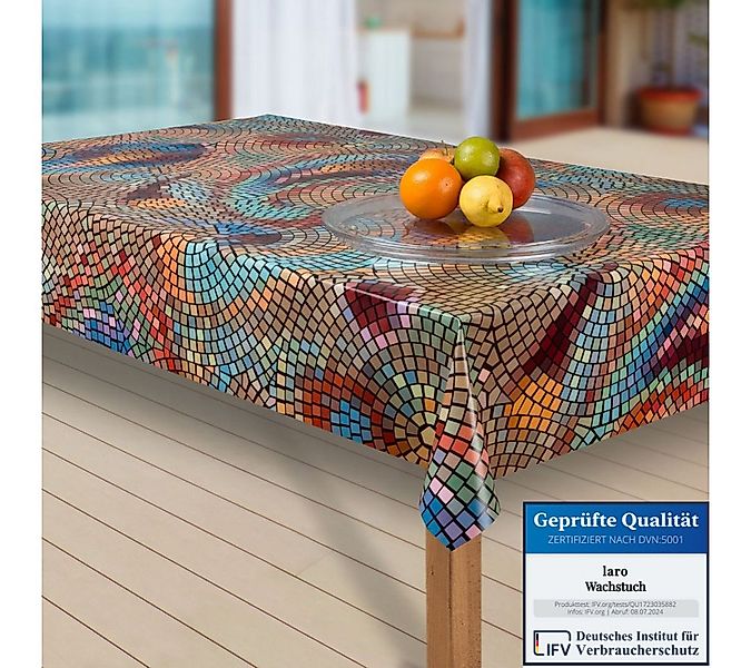 laro Tischdecke Wachstuch-Tischdecken Abwaschbar Mosaik bunt rechteckig günstig online kaufen
