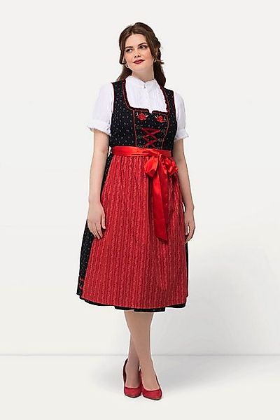 Ulla Popken Dirndl Dirndl Blütenstickerei Carree-Ausschnitt ärmellos günstig online kaufen