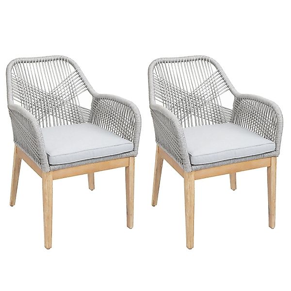 MCW Gartenstuhl H56b 2er-Set Hellgrau Kissen Hellgrau günstig online kaufen