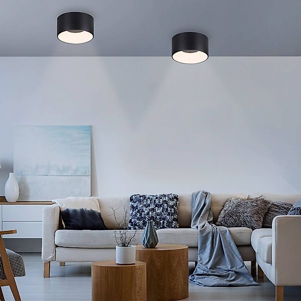 JUST LIGHT LED Deckenleuchte TANIKA, Ø 16 cm, 1-flammig, Schwarz, Kunststof günstig online kaufen