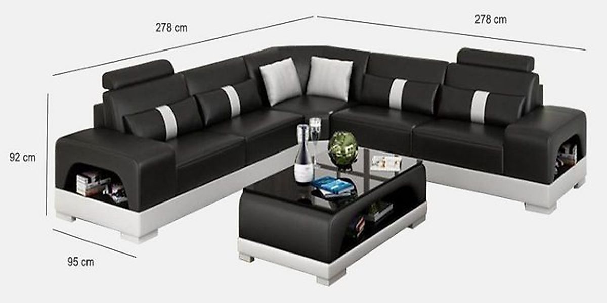 JVmoebel Ecksofa Designer Wohnlandschaft Ecksofa Sofa USB Big L Form XXL Si günstig online kaufen