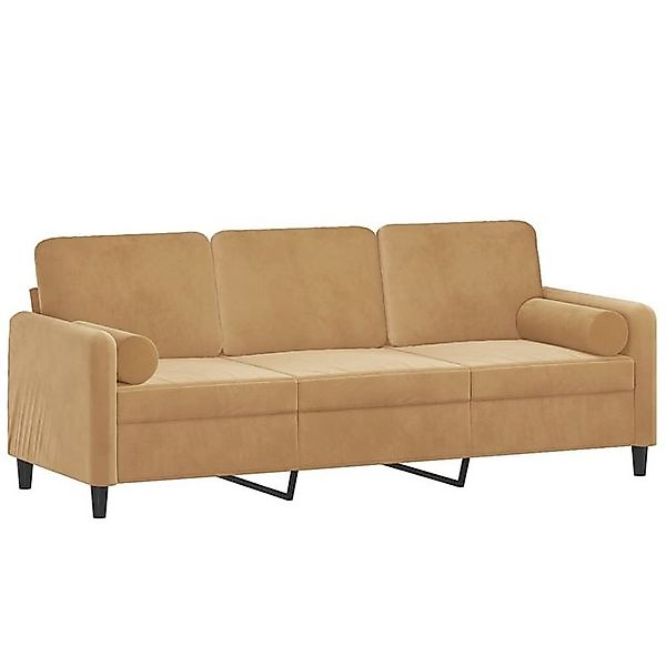 vidaXL Sofa, 3-Sitzer-Sofa mit Zierkissen Braun 180 cm Samt günstig online kaufen