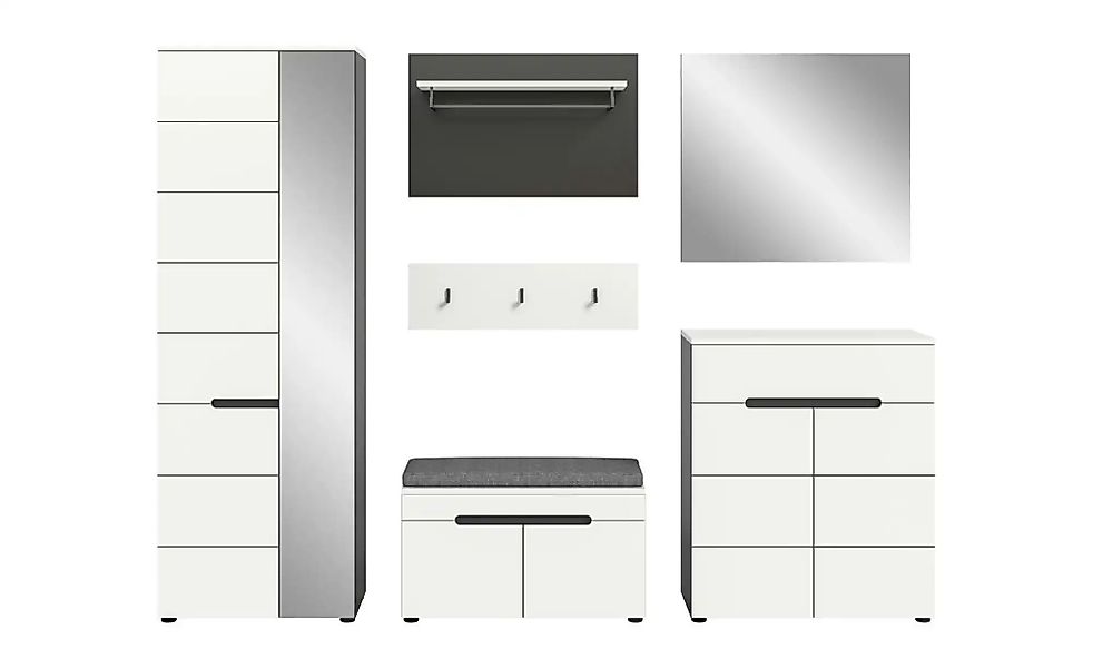 Garderobenkombination 6-teilig  Canu ¦ grau ¦ Maße (cm): B: 255 H: 190 Gard günstig online kaufen